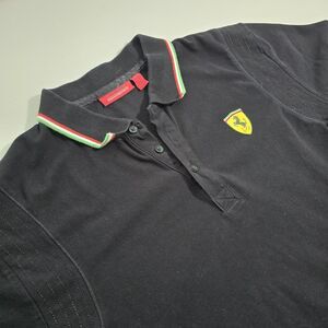 Scuderia Ferrari Mens Polo Short Sleeve Shirt XL Black Official